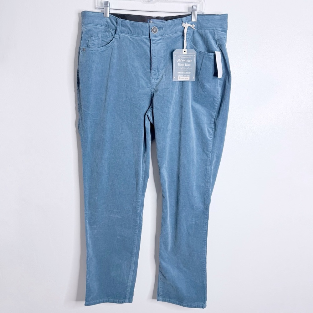NWT Democracy Ab Solution High Rise Corduroy Pant Blue 18W Stretch Slimming